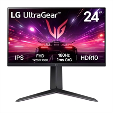 LG UltraGear 24GS65F-B - Monitor Gaming, 24", FHD 1920 x 1080, IPS, 16:9, Tiempo de Refresco 180Hz, HDMI, DisplayPort, Negro