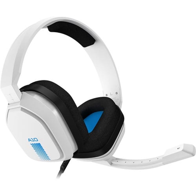 Logitech Astro A10 White and Blue Isometric Right View