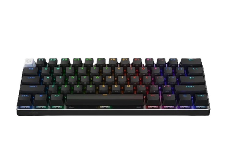 Logitech G PRO X 60 LIGHTSPEED Gaming Keyboard black stand view