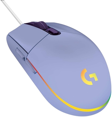 Logitech G203 Lightsync Gaming Mouse Lilac Isometric View