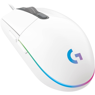 Logitech G203 Lightsync Gaming Mouse White Isometric View