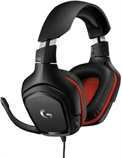 Logitech G332 - Headset, Estéreo, Cancelación de Ruido Activa, Circumaurales, Con cable, 3.5mm, 20Hz-20KHz, Negro y Rojo