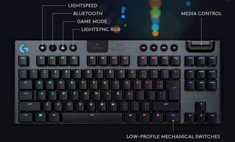 Logitech G915 TKL Mechanical Keyboard Front Features View