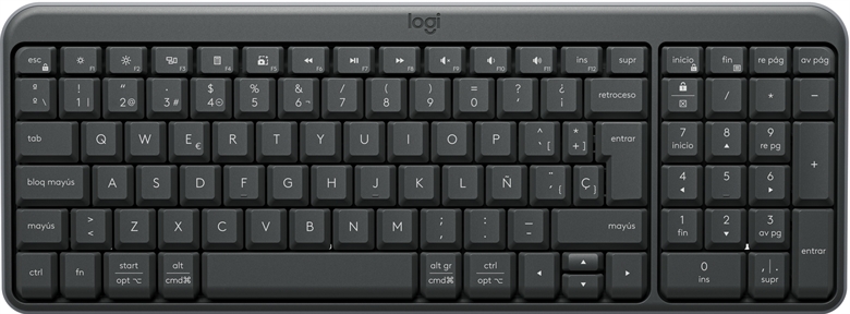 Logitech Keyboard K250 Graphite Front View