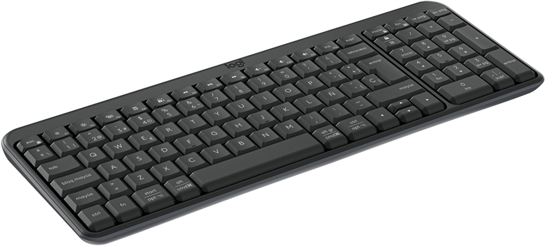 Logitech Keyboard K250 Graphite Side Left Up View