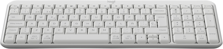 Logitech Keyboard K250 White Front Up View