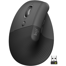 Logitech Lift Left - Mouse, Inalámbrico, Bluetooth, USB, Óptico, 4000 dpi, Negro