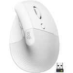 Logitech Lift Vertical - Mouse, Inalámbrico, Bluetooth, USB, Óptico, 4000 dpi, Blanco
