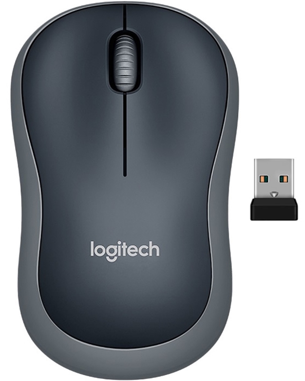 Logitech M185 Black Wireless Mouse Top View