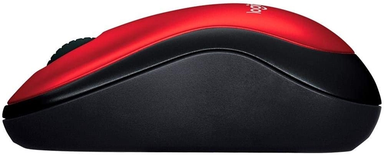 Logitech M185 red Wireless Mouse Side View