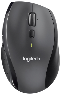Logitech M705 Marathon Blue Wireless Mouse Top View with Dongle