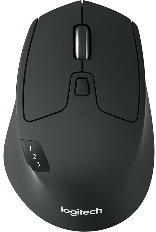 Logitech M720 Triathlon Black Wireless Mouse Top View