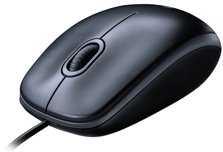 Logitech M90 WIred USB Black Mouse Isometric View