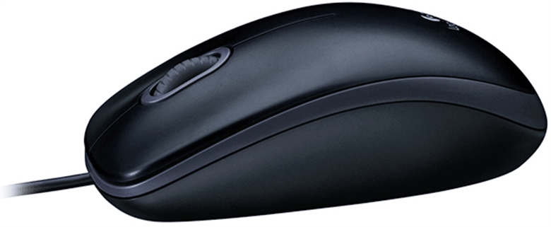 Logitech M90 WIred USB Black Mouse Side View