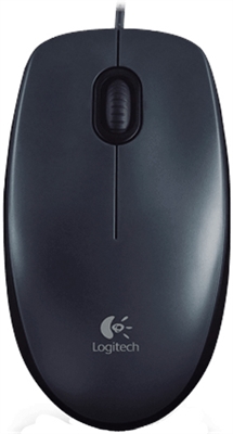 Logitech M90 WIred USB Black Mouse Top View