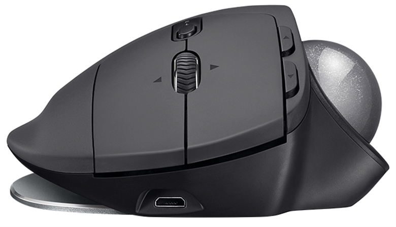 Logitech MX Ergo Black Wireless Mouse Front View