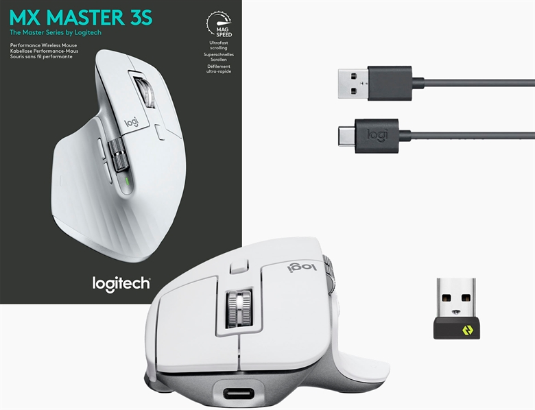 Logitech MX MASTER 3S Vista Blanca Frontal