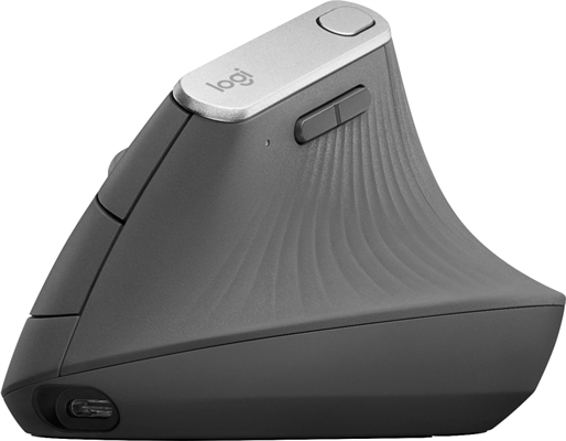 Logitech MX Vertical Mouse Inalámbrico Negro Vista Lateral