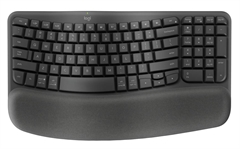 Logitech Wave Keys - Ergonomic Keyboard, Wireless, USB, Bluetooth, English, Black