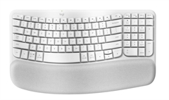 Logitech Wave Keys - Teclado Ergonómico, Inalámbrico, USB, Bluetooth, Inglés, Blanco