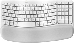 Logitech Wave Keys - Ergonomic Keyboard, Wireless, USB, Bluetooth, Spanish, White