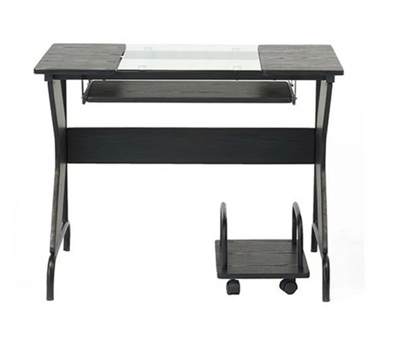 Lombardi Black Tempered Glass Computer Desk-Front View