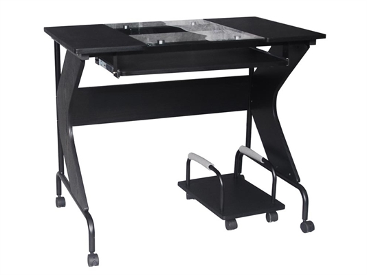 Lombardi Black Tempered Glass Computer Desk-lateral View