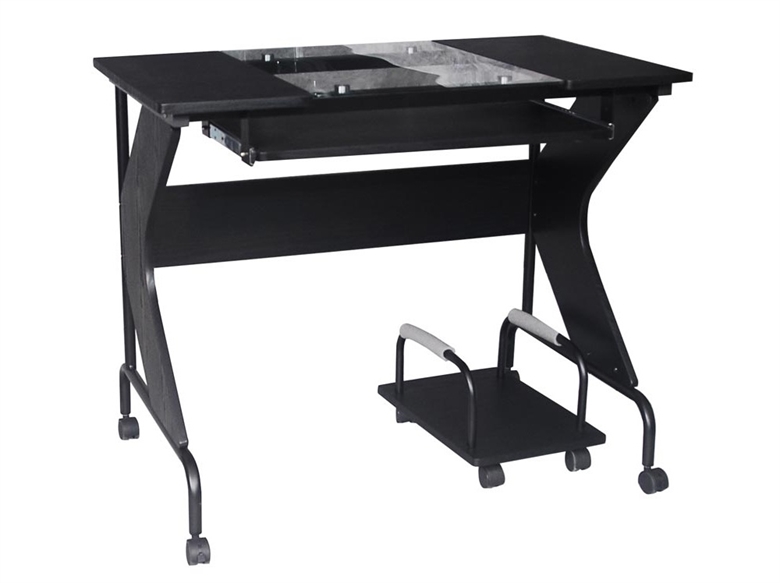 Lombardi Black Tempered Glass Computer Desk-lateral View