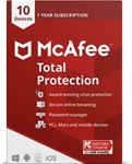 Mcafee Total Protection - Descarga digital / ESD, Licencia base, 10 dispositivos, 1 año, Android, iOS,