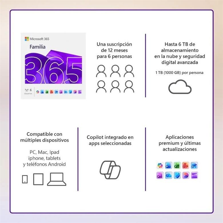 Microsoft 365 Familia - Suscripción de 12 meses para 6 usuarios