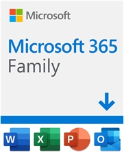 Microsoft 365 Family - Digital Download/ESD, 6 Users, Up to 5 Devices per User, 1 Year, Windows 10, MacOS, Android, iOS