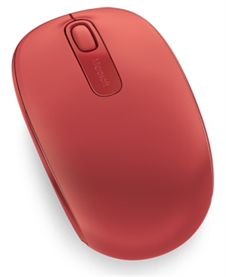 Microsoft Mobile 1850 Red Wireless Mouse Back View