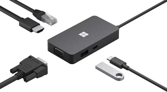 Microsoft USB-C Travel Hub - Isometric All Connections View