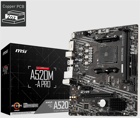 MSI - A520M-A PRO AM4 Motherboard - vista general