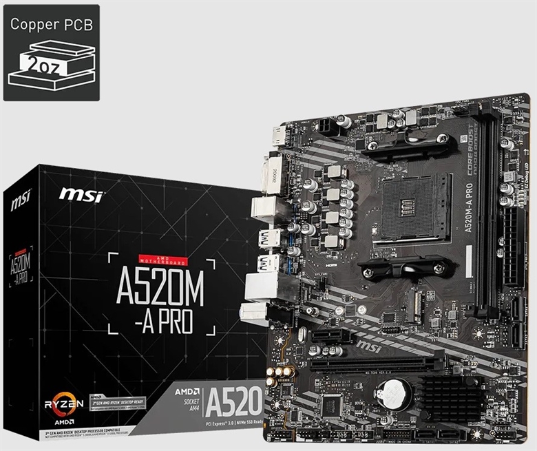 MSI - A520M-A PRO AM4 Motherboard - vista general