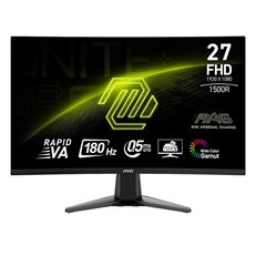 MSI MAG 27C6F - Monitor Gaming, Curvo 1500R, 27", FHD 1920 x 1080, VA, 16:9, Tiempo de Refresco 180Hz, HDMI, DisplayPort, Negro