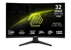 MSI MAG 321CQF E18  - Gaming Monitor, 1500R Curved, 31.5", WQHD 2560 x 1440, 16:9, 180Hz Refresh Rate, 2x HDMI, 1x DisplayPort, Black