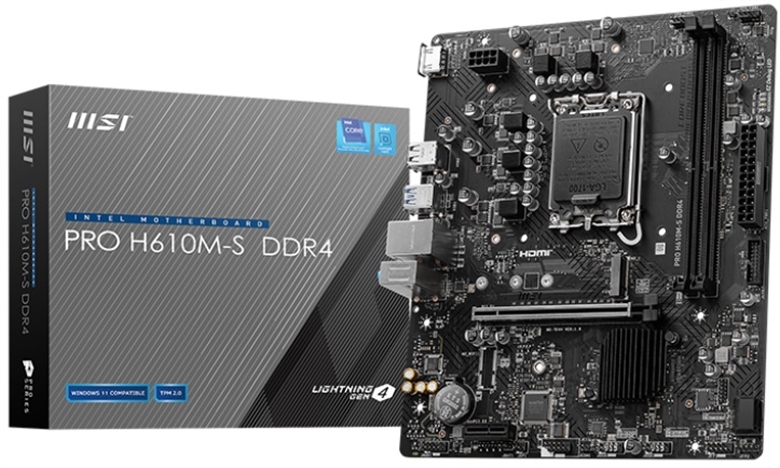 MSI PRO H610M-S DDR4 VISTA DE PAQUETE