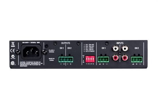 NCSA2120Z-U-EU 2-Channel Commercial Power Amplifier-Back View