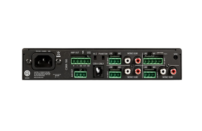 NCSMA180-U-US 4-Input 80W Commercial Mixer and Amplifier-Back View