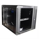Newlink  - Gabinete de Pared con Puerta de Vidrio Templado, Altura 0.48m, Capacidad 9U, Profundidad Total 0.55m con Abanico Integrado, Capacidad de Carga 30kg