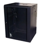 NEW-0934015 Black-15U Tempered Glass Wall Mount Enclosure-Front View