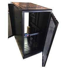 Newlink  - Free Standing Floor Cabinet with Vented Doors, 1.19m Height, 24U Capacity, 1.07m Total Depth with 2 Built-in Fans and 6-Outlet Power Strip, 798kg Load Capacity