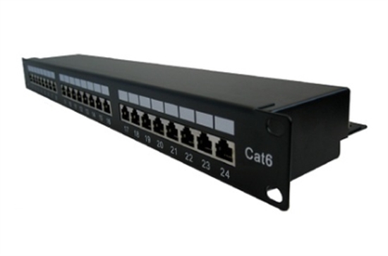 NEW-2666624 Negro-Patch-Panel-Cat6-Cat6A-de-24-Puertos-Vista Lateral