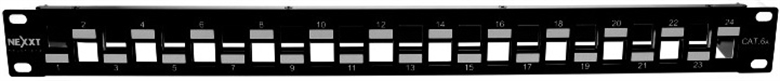 Nexxt Modular Patch Panel Cat6A 24P for SFTP Keys Jack Rack Front View 1
