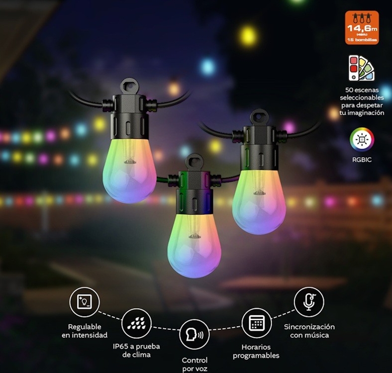 Nexxt Solutions RGBIC Smart LED String Light with Wi-Fi - NHB-O150 - informative view