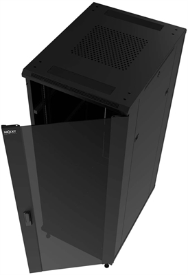 Nexxt Solutions PCRFCSKD37U80BK Wheeled Floor Cabinet with Tempered Glass Door 37U Top View