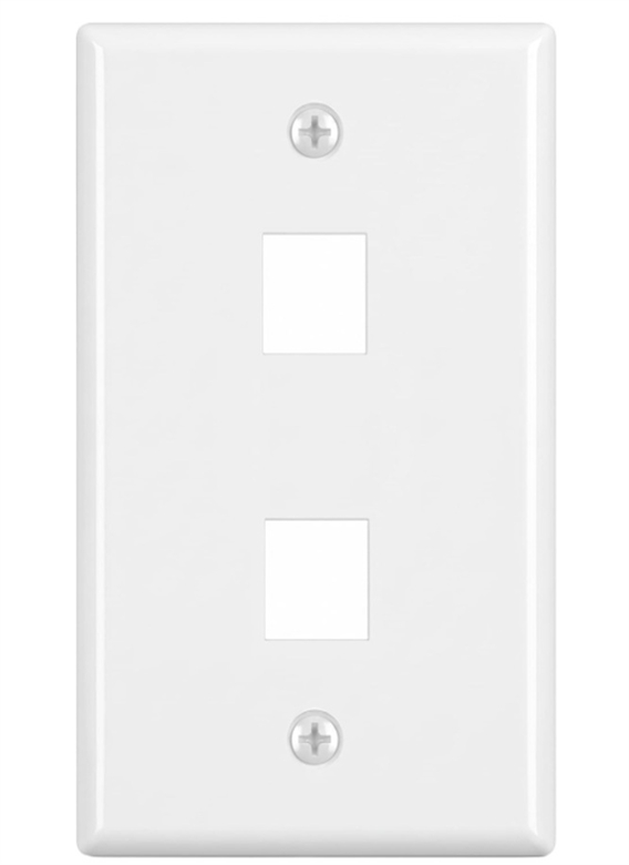 NFP-1028 Keystone-Wall-Plate-2-Ports-White-Front View