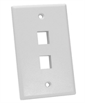 Quest  - 2-Port Keystone Wall Plate, Single-Gang Standard Size, High-Impact ABS Plastic, White
