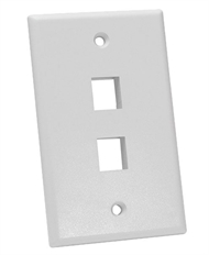 Quest  - 2-Port Keystone Wall Plate, Single-Gang Standard Size, High-Impact ABS Plastic, White